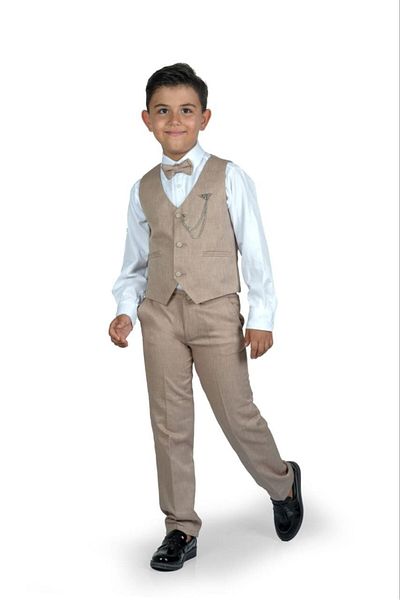 Terry Black Tuxedo Vest Suit for Boy