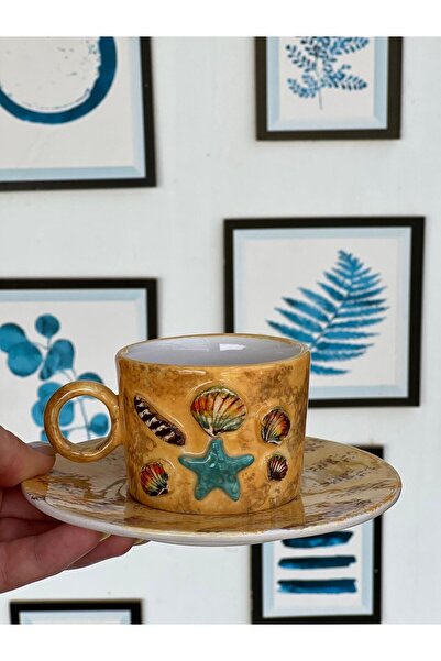 MeGgDecor Beach Themed Hand Cup with Plate
