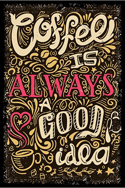 hediyeniburadabul Poster din lemn cu design ceai și cafea