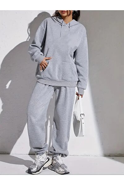EYAX MODA Γυναικείο σετ αθλητικής φόρμας μεγάλου μεγέθους - Φούτερ με κουκούλ...