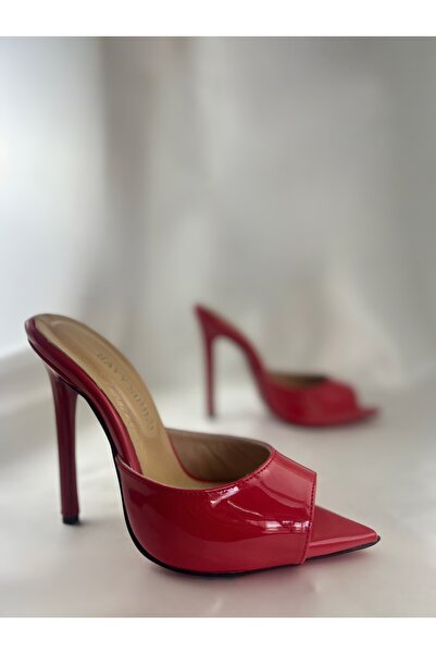 HAYYSHOES KIRMIZI RUGAN HAKİKİ DERİ ASTARLI KAPLAMA TOPUK AYNALI JÜRDAN TOPUKLU TERLİK
