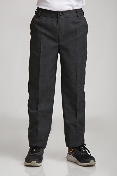 YAKAMEL Lise Boy Erkek Füme Dokuma Kumaş Likralı Yüksek Bel Rahat Okul Pantolonu