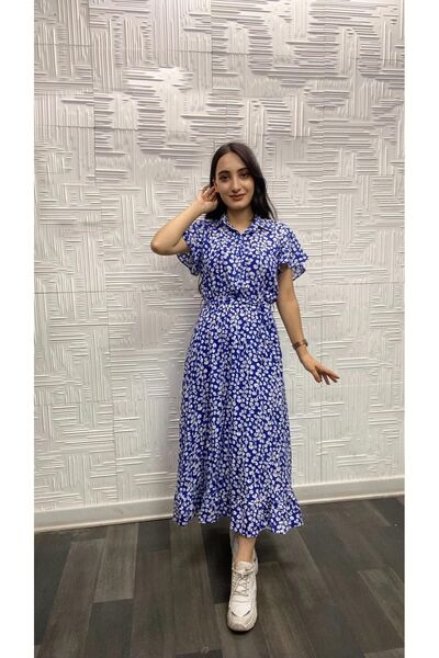 EGELİMODA Κοντομάνικο φόρεμα βισκόζης με floral στάμπα