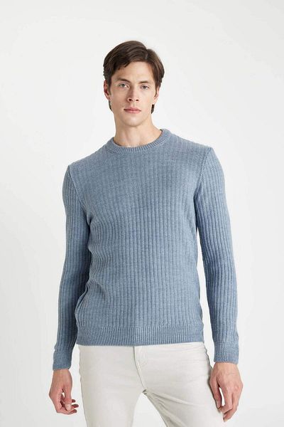 DeFacto Standard-Passform, normaler Schnitt, Rundhalsausschnitt, Jacquard-Strickpullover, A5234ax23wn