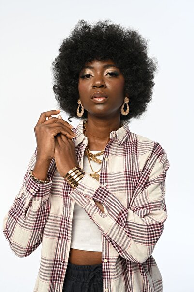 Orfeo Negro Kockás mintás oversize pamut női ing