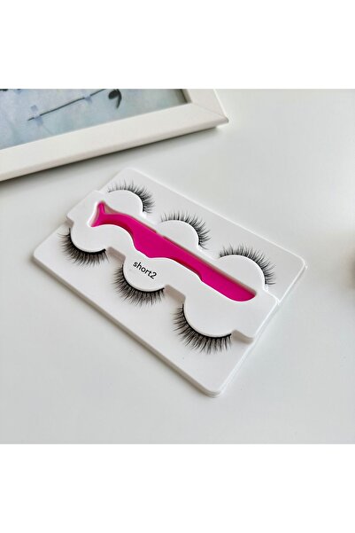 Takmakirpiğim 3'lü Doğal Ipek Takma Kirpik Seti (SHORT 2 MODELİ) ,powerliner Şeffaf Yapıştırıcı Ve Takma Aparatı