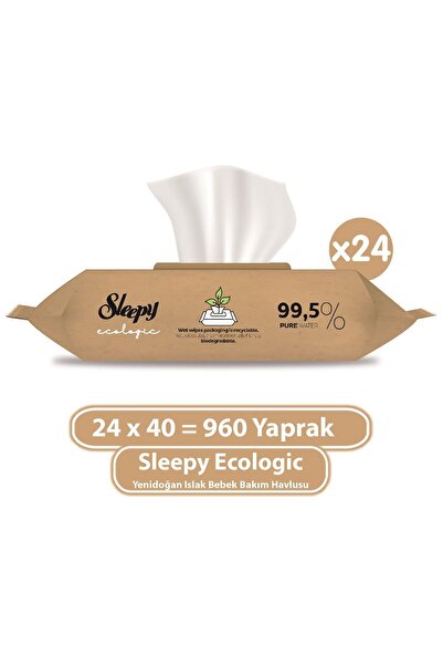 Sleepy Ecologic Yenidoğan Islak Bebek Bakım Havlusu 24x40 (960 Yaprak)