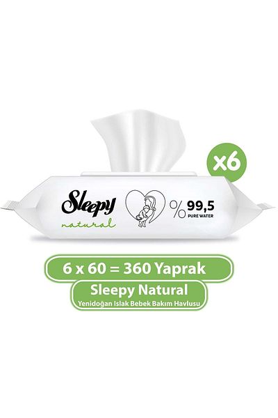 Sleepy Natural Newborn Wet Baby Care Towel 6x60 (360 Sheets)
