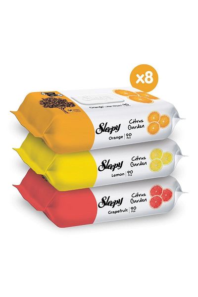 Sleepy Citrus Garden Wet Baby Towel - 24x90 cm (2160 sheets)