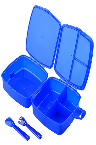 Calke Transformers Kids Lunch Box - 4 Compartments, Square with Fork and Spoon