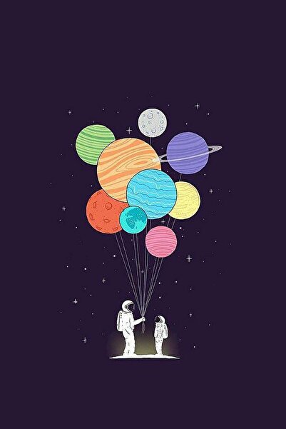 hediyeniburadabul Ξύλινη αφίσα με σχέδιο Πλανήτες