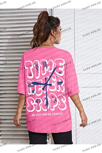 Tarzsokak Timpul nu se oprește niciodată - Bumbac pieptănat oversize unisex c...