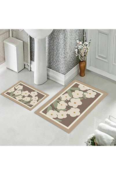 Evmila Desenli Baskılı Banyo Paspası Seti - Yumuşak ve Dayanıklı Ve Makine de...