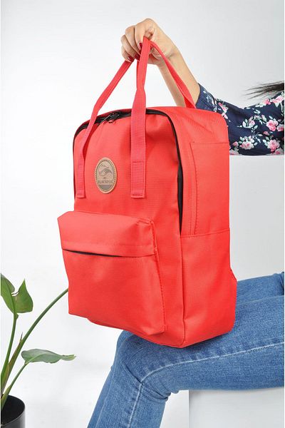 AGOÇANTA Red Unisex Backpack and School Bag with Laptop Compartment