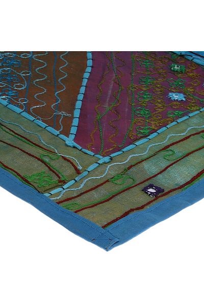 TUNCAY TEKSTİL Mixed Color Patchwork Runner - Handcrafted with Mirror Detail