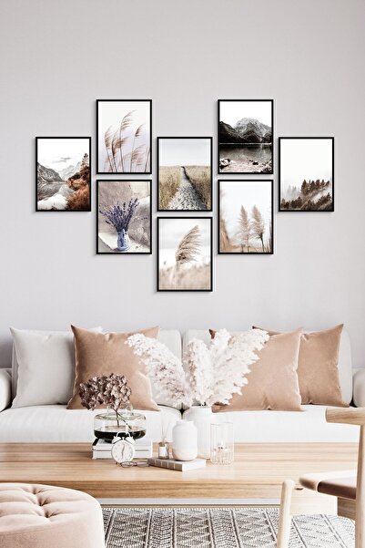 ÖZCANLAR ÇERÇEVE Çerçevesiz Çerçeve Görünümlü 8 Parça Mdf Tablo Seti Çoklu Ba...