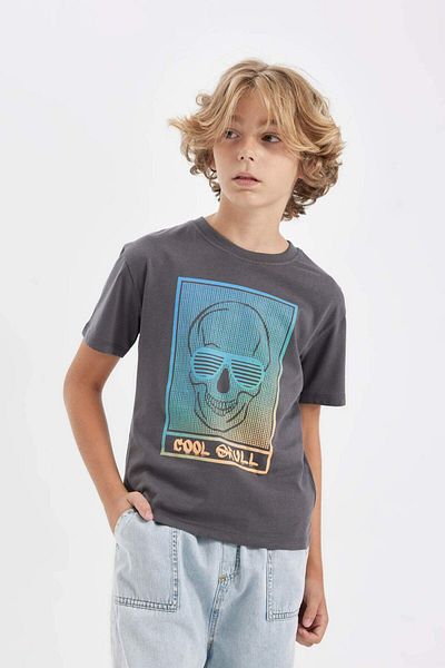 DeFacto Boys' Oversize Fit Crew Neck Gradient Printed Short Sleeve T-Shirt Z6358a623sm