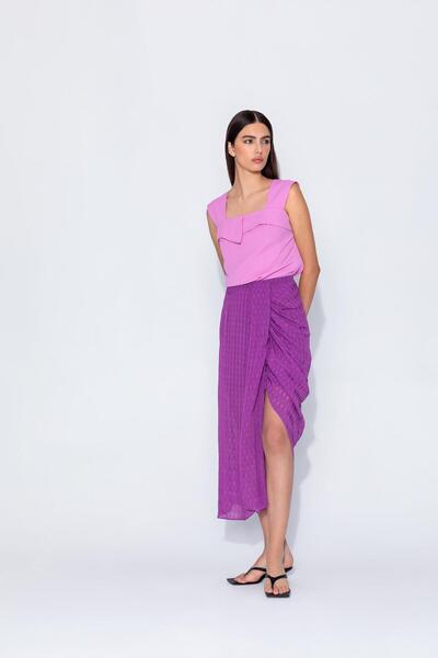 KAMEYA YIRTMAÇLI BÜZGÜLÜ ETEK 24S30411