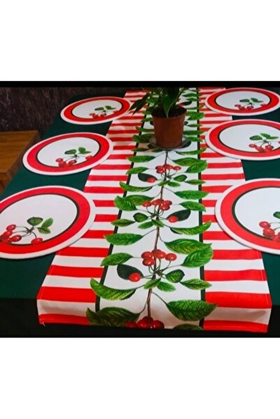 Premier American & service runner cherry pattern runner design, cherry patterned MDF charger set set