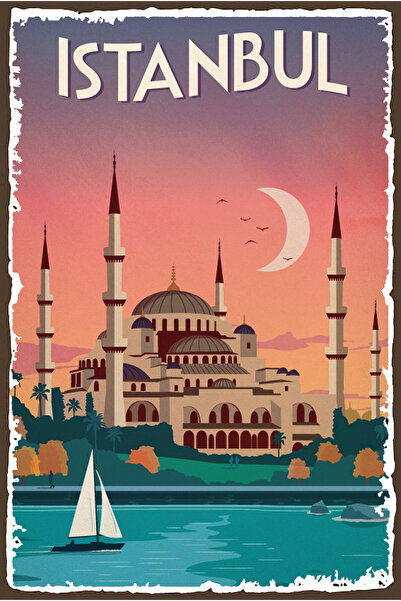 hediyeniburadabul Poster din lemn cu design Istanbul