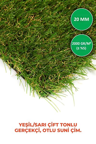 ISM - Suni Yapay Çim Halı Serisi - 20mm - Yeşil - En 2.5 Metre - Yüksek Çim Hissi