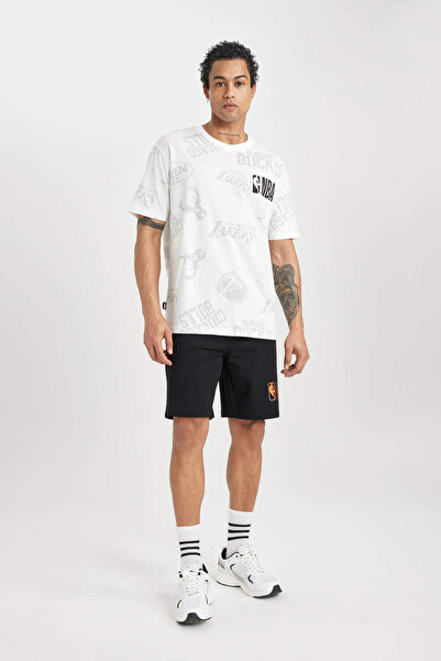 DeFacto NBA Wordmark Oversize βαμβακερό σορτς - κοντό πόδι A3909ax23sm
