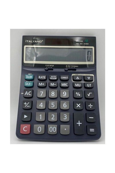 İtalyano 12 Rakamlı Geriye Dönük 100 İşlemi Kontrol Digital Masaüstü Hesap Makinesi KA-035