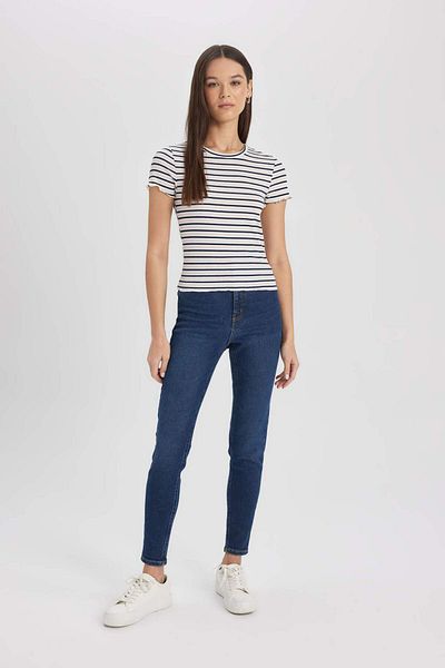 DeFacto Fitted Crew Neck Striped Short Sleeve T-Shirt