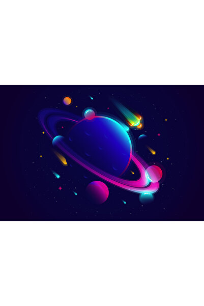 hediyeniburadabul Poster din lemn cu design Planete