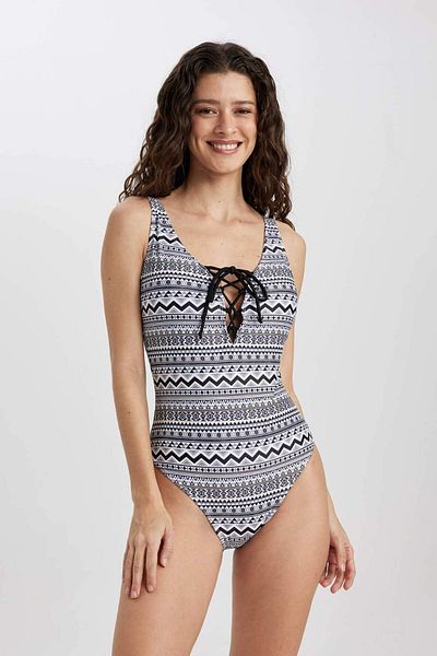 DeFacto Fall in Love Regular Fit etnikai mintás fürdőruha
