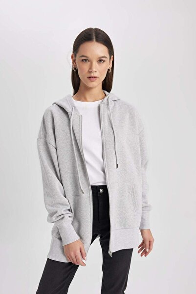 DeFacto Thick Fabric Oversize Hooded Cardigan