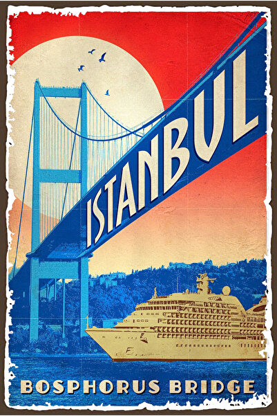 hediyeniburadabul Poster din lemn cu design Istanbul