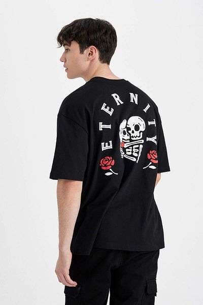 DeFacto Μπλουζάκι Oversize Fit Crew με στάμπα με λαιμόκοψη Z3079az23sp