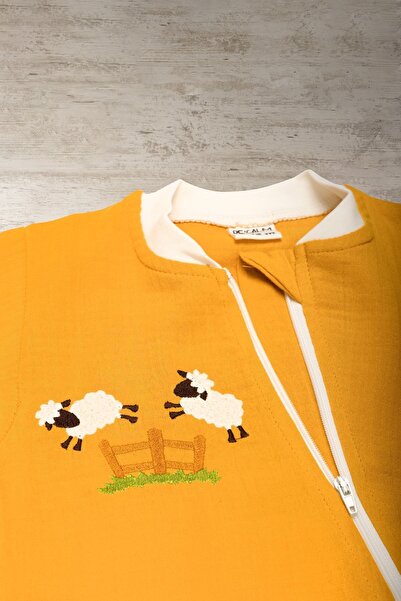 Be'Calm Unisex Organic Muslin Sleeping Bag - Zippered - Mustard