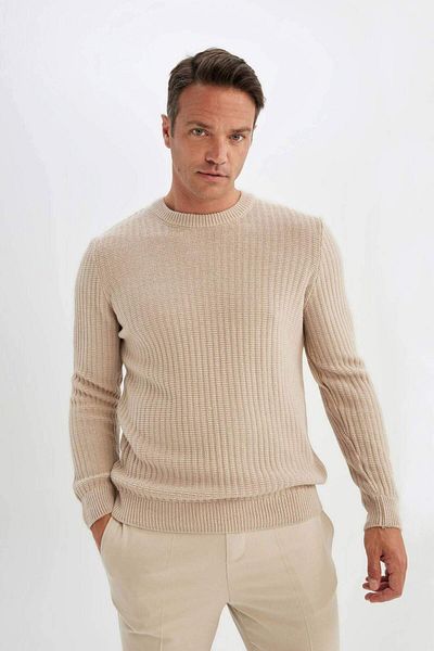 DeFacto Standard-Passform, normaler Schnitt, Rundhalsausschnitt, Jacquard-Strickpullover, A5234ax23wn