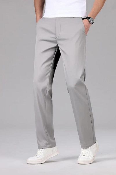 BayBayan Ανδρικό Premium Lycra Grey Plain Printed College Σχολικό Παντελόνι