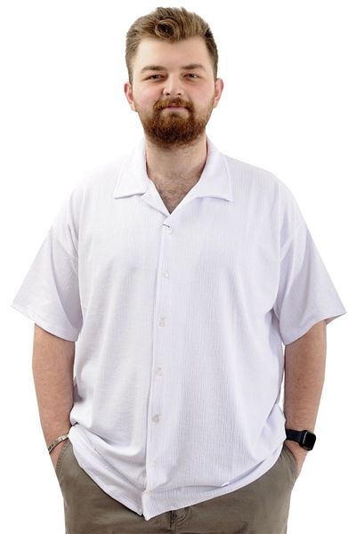 ModeXL Cămașă pentru bărbați - Mode XL, Plus Size, Apas Lapel, JACQUARD U24380 White