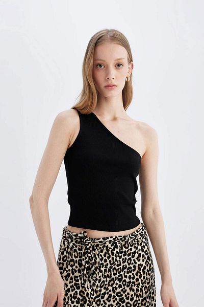 DeFacto Slim Fit One Shoulder Ribbed Camisole Athlete A7453ax23hs