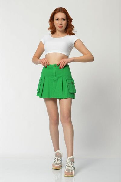 What's Up Fustă mini din denim cu buzunare Whatsup - verde