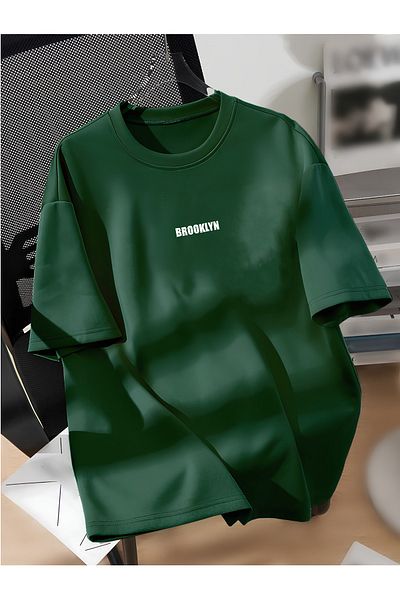 Revasser BROOKLYN Πολύχρωμο Unisex Oversize βαμβακερό μπλουζάκι - Crew Neck