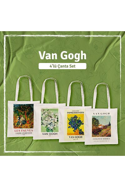 daystore Σετ τσάντας Van Gogh 4 - LES FAUVES, ROSES, IMPRESSIONISM, WHEAT FIELD WITH CYPRÉSES