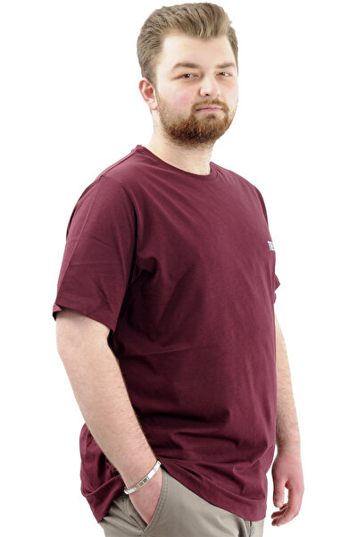 ModeXL Ανδρικό μπλουζάκι - Μεγάλο μέγεθος, λαιμόκοψη, βαμβακερό, εμπριμέ TOUCH U24066 Plum