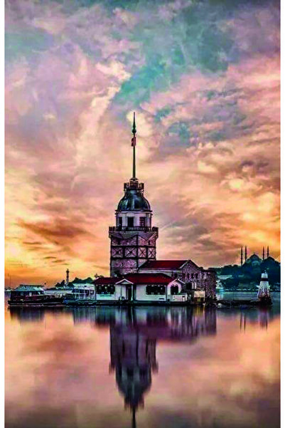 hediyeniburadabul Poster din lemn cu design Turnul Fetelor