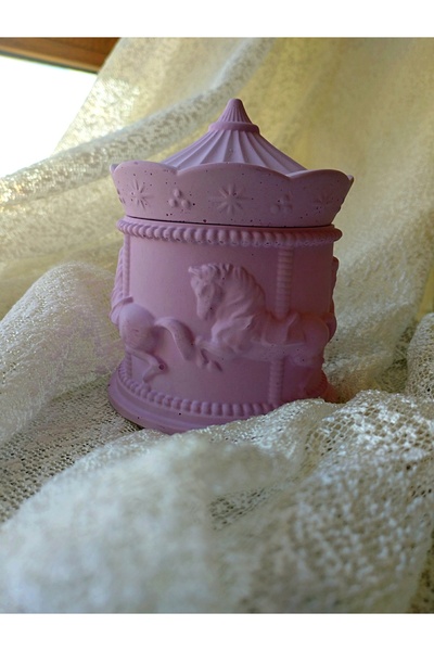stone powder decorative Decorative Concrete Carousel Box with Lid Organizer