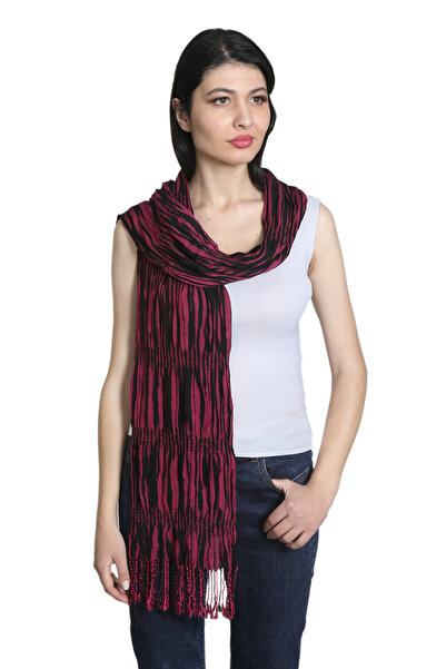 Mystic Fuşya Ve Siyah Renli %100 Paşmina Şal