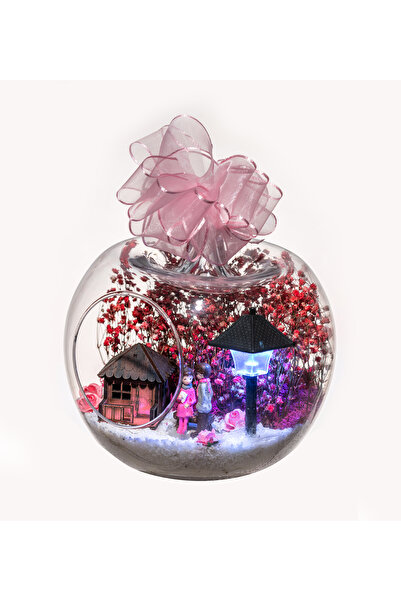 cicekbi Teraryum Işıklı Pembe Sonsuz Aşk