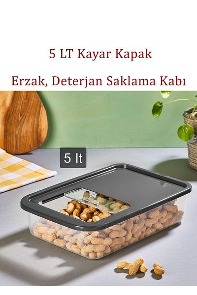 KRM HOME 5 Lt Multibox - Multi-Purpose Food and Pulses vs. Storage Container with Easy Sliding Lid