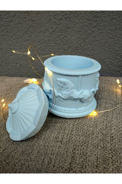 stone powder decorative Decorative concrete carousel box organizer with lid.