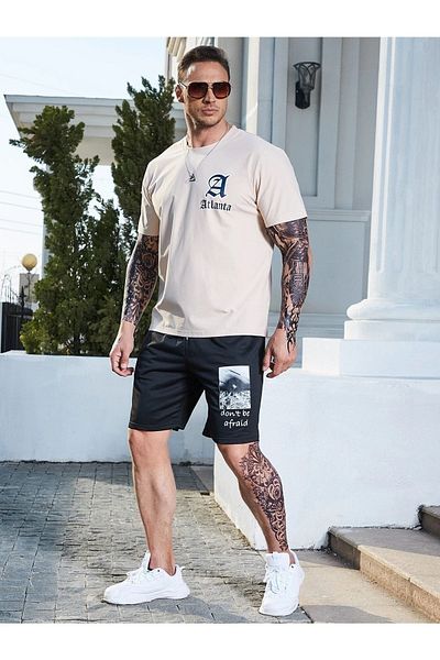 DAXİS Sportwear Company Μαύρο ανδρικό εμπριμέ σορτς