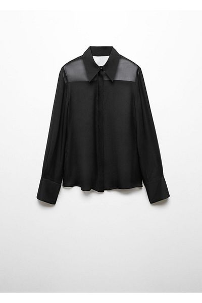 MANGO Cămașă neagră de damă -67028658